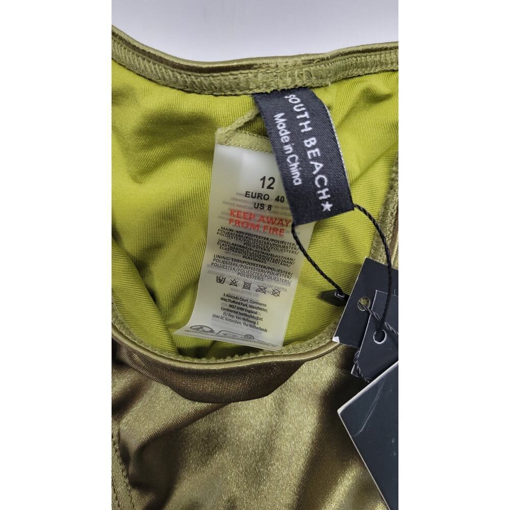 South Beach High Leg Bikini Bottom in Green Size 8 - Picture 4 of 7